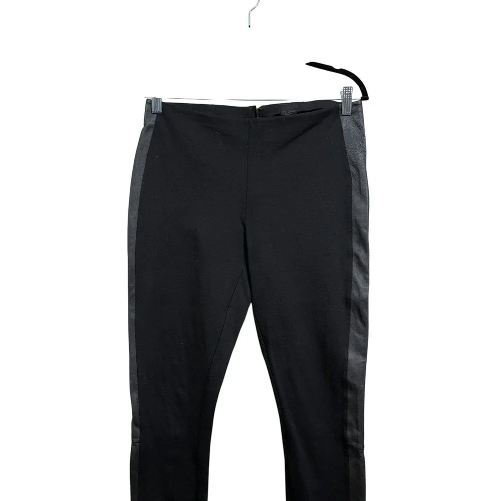 J. Crew Women Ponte Knit Leggings Vegan Leather Trim Panel High Waist Black 8*